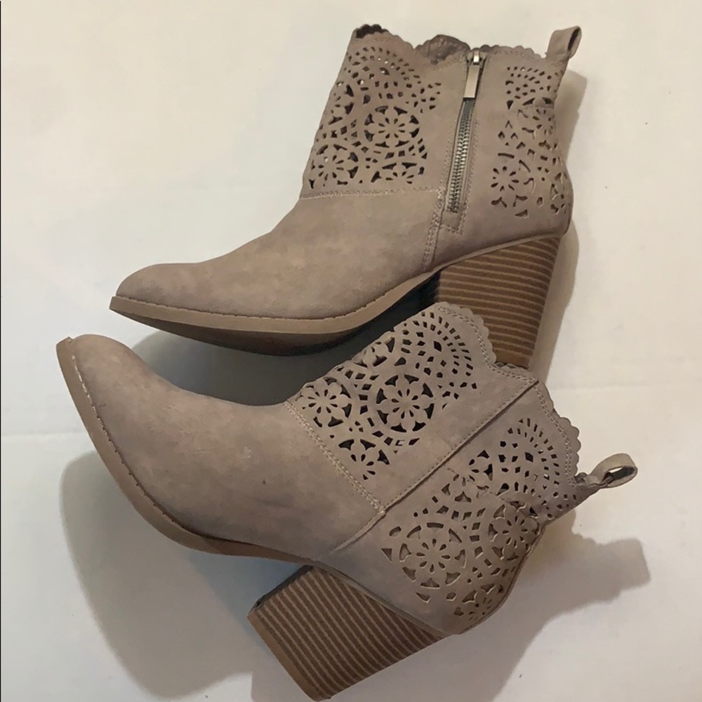 Sugar United Taupe Cut Ankle Booties